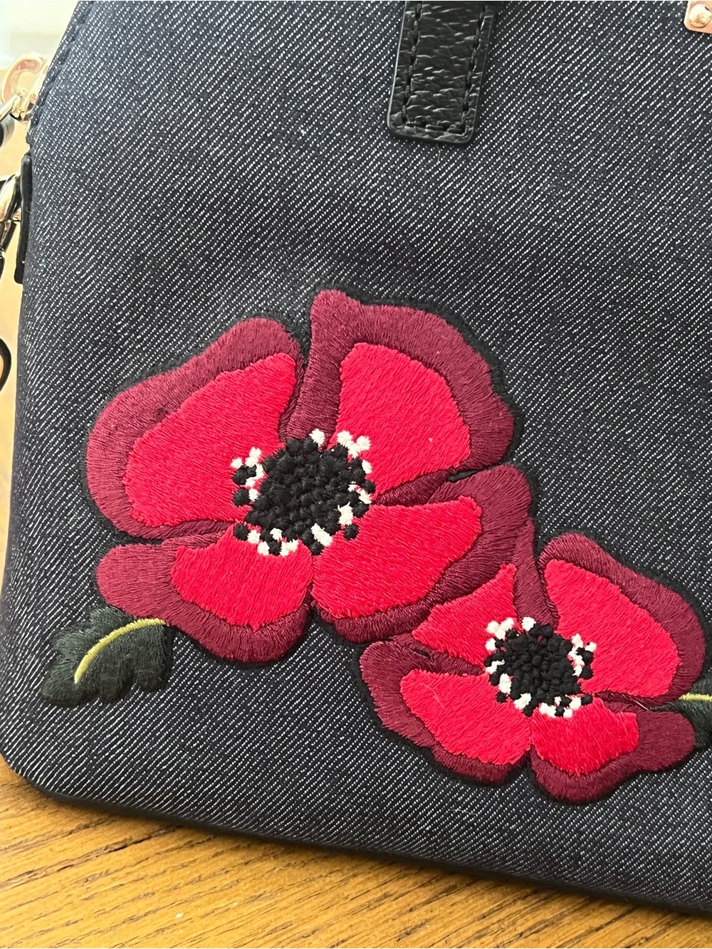 kate spade Grove Street Carli Poppy Denim Satchel Crossbody - Picture 2 of 12